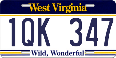 WV license plate 1QK347