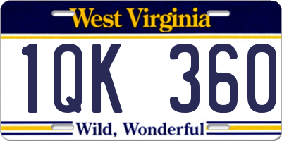 WV license plate 1QK360