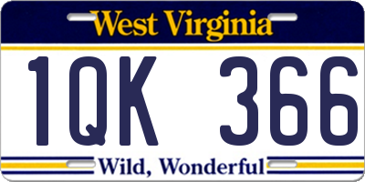 WV license plate 1QK366