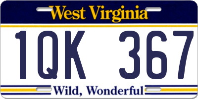 WV license plate 1QK367