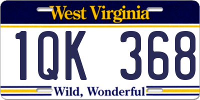 WV license plate 1QK368