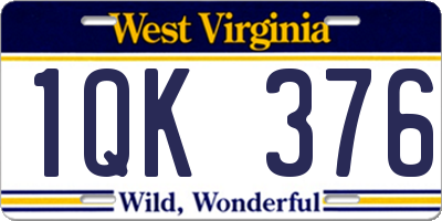 WV license plate 1QK376