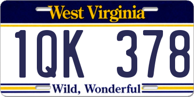 WV license plate 1QK378