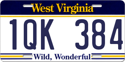 WV license plate 1QK384