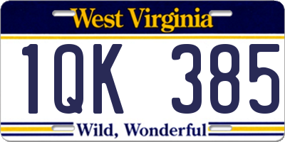 WV license plate 1QK385