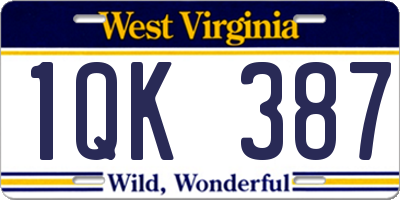 WV license plate 1QK387