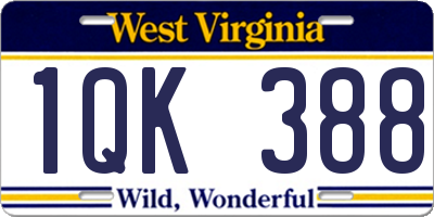 WV license plate 1QK388
