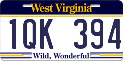 WV license plate 1QK394