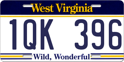 WV license plate 1QK396