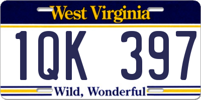 WV license plate 1QK397