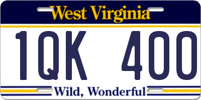 WV license plate 1QK400