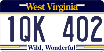 WV license plate 1QK402