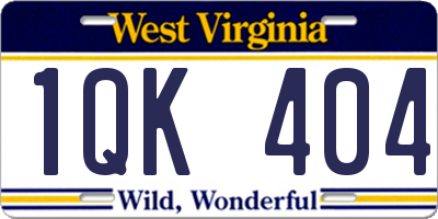 WV license plate 1QK404