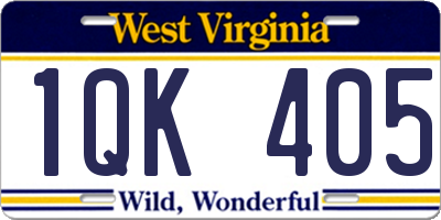 WV license plate 1QK405