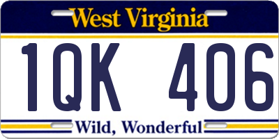 WV license plate 1QK406
