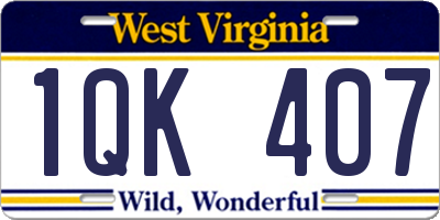 WV license plate 1QK407