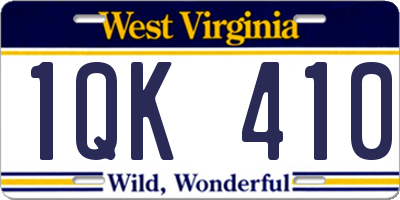 WV license plate 1QK410