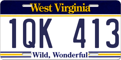 WV license plate 1QK413