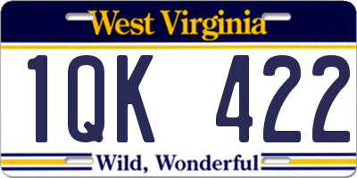 WV license plate 1QK422