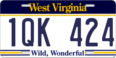 WV license plate 1QK424