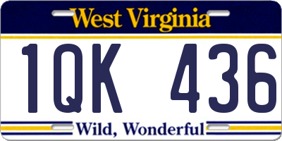 WV license plate 1QK436