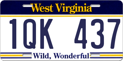 WV license plate 1QK437