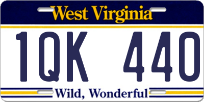 WV license plate 1QK440