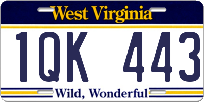WV license plate 1QK443