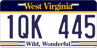 WV license plate 1QK445