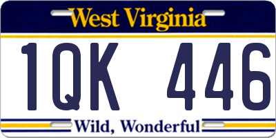 WV license plate 1QK446
