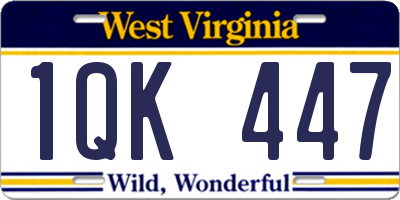 WV license plate 1QK447