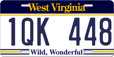 WV license plate 1QK448