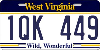 WV license plate 1QK449