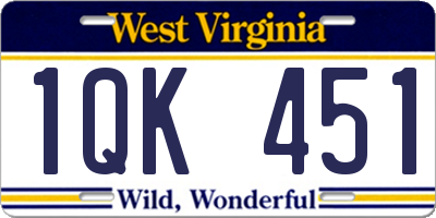 WV license plate 1QK451