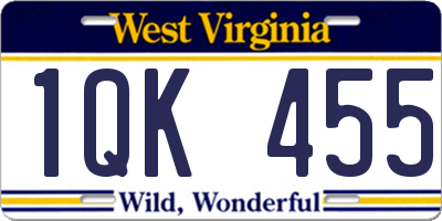 WV license plate 1QK455