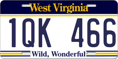 WV license plate 1QK466