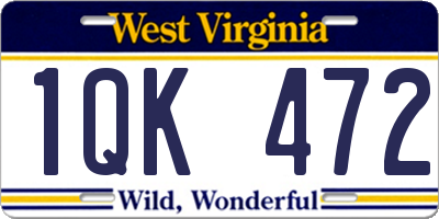 WV license plate 1QK472