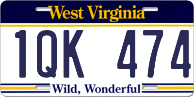 WV license plate 1QK474