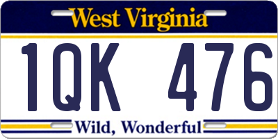 WV license plate 1QK476