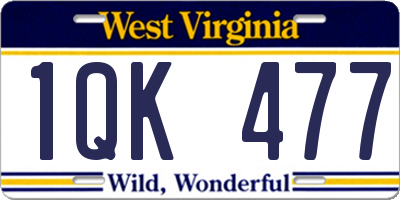 WV license plate 1QK477
