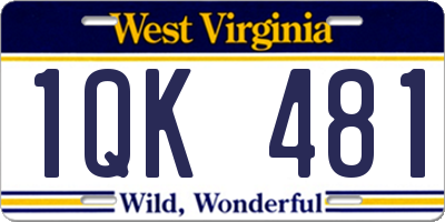 WV license plate 1QK481