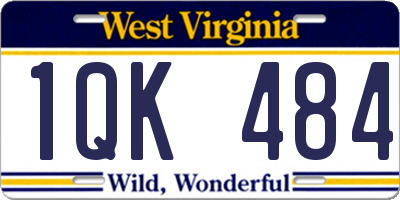 WV license plate 1QK484
