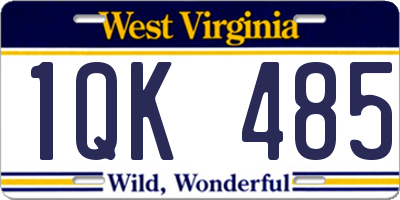 WV license plate 1QK485