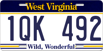 WV license plate 1QK492