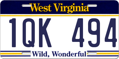 WV license plate 1QK494