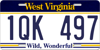 WV license plate 1QK497