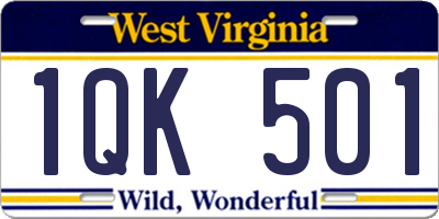 WV license plate 1QK501