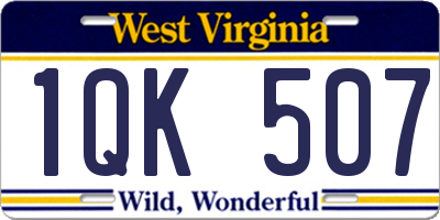 WV license plate 1QK507
