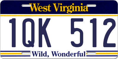 WV license plate 1QK512