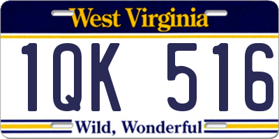 WV license plate 1QK516